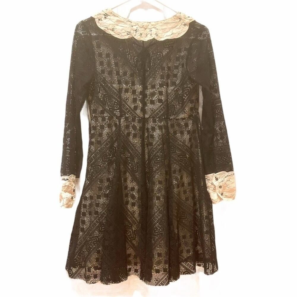 Free People Talk that Talk Black Lace Collar Dress size 10 - Picture 3 of 8
